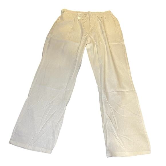 NWT Woman‎ Within Plus Size White Jogger Pull On Pants 26W Tall Linen Stretch - Picture 2 of 7
